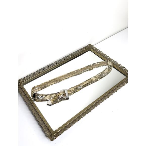 Vintage 80s Whiting & Davis Schaeffer Belts Gold Mesh ChainLink ChainMail Belt - Picture 1 of 10